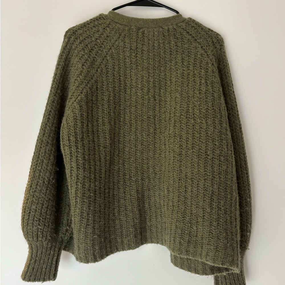 Sezane Forest Green Knit Cardigan